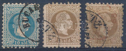 O Magyar Posta Romániában 1867 10sld + 2 Db 15sld, Mind A 3 Bélyeg Foghibás (perf. Faults) - Other & Unclassified