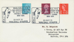 GB „WALSALL F.C. 75th ANNIVERSARY YEAR OF ELECTION TO THE FOOTBALL LEAGUE 1896-1971 23 OCT 71 WALSALL STAFS“ - Lettres & Documents