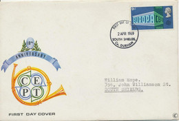GB 1969, Europa CEPT 9d On Superb FDC With Small FDI SOUTH SHIELDS, Co. DURHAM - 1952-1971 Pre-Decimal Issues