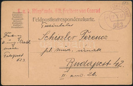 1917 Tábori Posta Levelezőlap "K.u.k. HGrpKmdo. FM. Freiherr Von Conrad" + "FP 623" - Autres & Non Classés