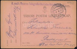 1917 Tábori Posta Levelezőlap "K. Und K. Reserve-Telegrafen Betriebs-Abteilung" + "HP 117/II" - Autres & Non Classés