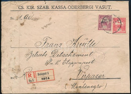 1917 A Kassa-oderbergi Vasút Ajánlott Levele Montenegróba "EP VIRPAZAR B" érkezési Bélyegzéssel - Autres & Non Classés