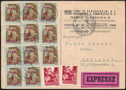 1945 (2. Díjszabás) Expressz Helyi Céges Levelezőlap Kisegítő 11 X 1P/80f + Szent Margit 2 X 30f Bérmentesítéssel "KÖZPO - Altri & Non Classificati