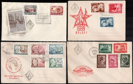 1950 4 Klf FDC + Ötéves Terv I. Bélyegek 2 Db Nyomtatványon - Otros & Sin Clasificación