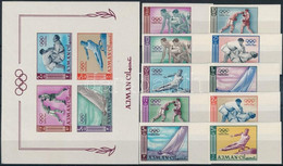 ** 1965 Olimpia Vágott Sor Mi 31-40 B + Blokk Mi 2 B - Andere & Zonder Classificatie