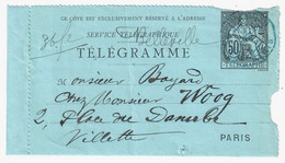 PARIS 52  Entier Carte Lettre Pneumatique 50c Chaplain Yv 2534 Verso 9 Lignes Ob 1900 Dest Belville - Neumáticos