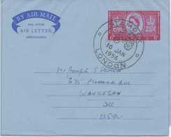 GB SPECIAL EVENT POSTMARKS 1956 STAMPEX LONDON On Superb QEII 6 D Air Letter To USA​ - Storia Postale