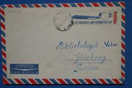 O11 POLOGNE BELLE LETTRE   1970 PAR AVION  ZIELONA POUR GOTTERBORG SUEDE + AFFRANCH. INTERESSANT - Lettres & Documents