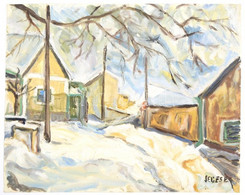 Jeges E. Jelzéssel: Utcarészlet. Olaj, Papír, 32,5x41 Cm - Other & Unclassified