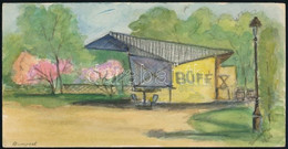 Olvashatatlan Jelzéssel: Budapesti Büfé, 1966. Akvarell, Papír, 10,5×20,5 Cm - Other & Unclassified
