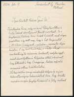 1933 Mendlik Oszkár (1871 - 1963) Festőművész Autográf Levele Gerő Ödön Művészeti írónak, Melyben Balló Ede Festőművész  - Non Classés