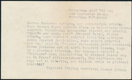 1947 Mátraháza, Lukács György (1885-1971) Filozófus, Politikus Gépelt Levele Szekeres György (1914-1973) újságíró, Műfor - Non Classés