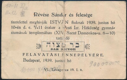 2 Db Judaika Tétel: Héber Kézirat 4 Oldalon A XIX. Sz-ból + 1939 Felavatási ünnepség Meghívó. Gyűrött. - Andere & Zonder Classificatie