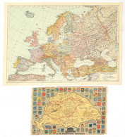 Európa és Kisázsia Politikai Térképe, 1:12000000, 40x52 Cm + Corvin áruház Vármegyés Térképe Címerekkel, Szakadásokkal,  - Andere & Zonder Classificatie