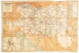 1890 Az Osztrák-Magyar Monarchia Vasúti Térképe, Rajzolta: Hátsek Ignác, 1:180,000, Rajta Budapest és Környéke Vasúti Té - Andere & Zonder Classificatie