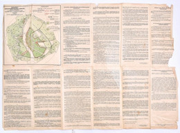 1934 Budapest Házadómentességi Térképe. Hozzá Kihajtható Szöveges Magyarázat, Szakadással. Térkép Méret: 28,5x28 Cm - Andere & Zonder Classificatie