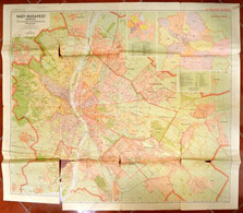 1947 Nagy Budapest Térképe, Közigazgatási és Rendőrkerületi Beosztással, Kiadja: Honvéd Térképészeti Intézet, Sok Szakad - Andere & Zonder Classificatie