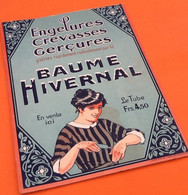 Carton Publicitaire Années 30 Baume Hivernal Engelures, Crevasses, Gerçures Les Tableaux De L. Mauguière Versailles & Pa - Plaques En Carton