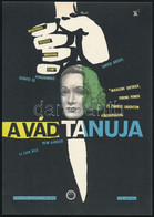 A Vád Tanúja - Marlene Dietrich Amerikai Film, MOKÉP, Villamosplakát, 23,5×16,5 Cm - Other & Unclassified