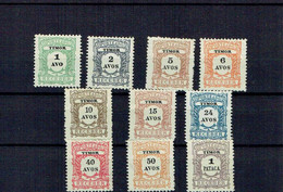Portugal TIMOR MH 1904 BOB Complete Set Porteados MF#1-10 Sc#J1-10 Scott, Postage Due Stamps - Timor