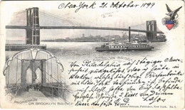 T3 1899 New York, Brooklyn Bridge, Promenade, Steamship (fa) - Non Classificati