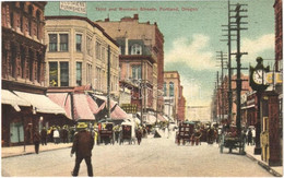 ** T2/T3 Portland (Oregon), Third And Morrison Streets, Horse-drawn Carriages, Tram, United Smoke Store, Lion Clothing C - Non Classificati