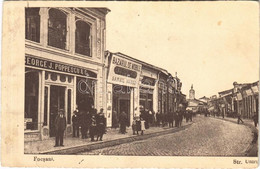 ** T4 Foksány, Focsani; Str. Unirii, Bazarul / Street View, Shop Of J. Poppescu & Co. (cut) - Non Classificati