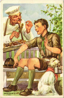 ** T2/T3 A Cserkész Takarékos. Cserkész Levelezőlapok Kiadóhivatala / Hungarian Boy Scout Art Postcard S: Márton L. (EK) - Zonder Classificatie