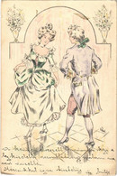 T2/T3 Romantic Couple, Lady Art Postcard (apró Szakadás / Tiny Tear) - Unclassified
