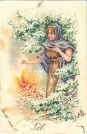 T2/T3 1901 Lady Art Postcard, Winter. Litho (EK) - Unclassified