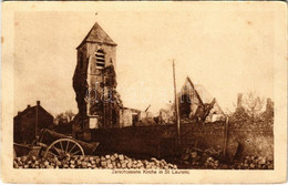 * T2/T3 Zerschossene Kirche In St. Laurenc / WWI German Military, Church Ruins (EK) - Zonder Classificatie