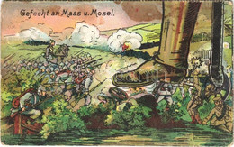 ** T3 Gefecht An Maas U. Mosel / WWI German Military Art Postcard (fl) - Zonder Classificatie