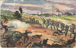 T3 1915 Völkerkrieg 1914. Wegnahme Einer Franz. Batterie / WWI German Military Art Postcard (EB) - Zonder Classificatie