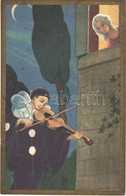 T2/T3 1928 Clown Serenade, Romantic Couple. Italian Art Postcard. Ballerini & Fratini 212. (EK) - Non Classificati
