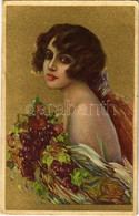 * T2/T3 1922 Lady. Italian Gold Art Postcard. Anna E Gasparini 126-2. Unsigned Corbella (?) (EK) - Non Classificati