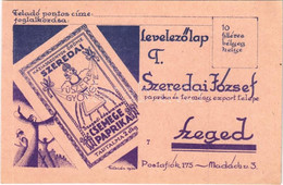 * T2 Szeredai József Szegedi Paprika Export Telep Reklámlapja / Hungarian Pepper Export Advertising Card S: Fábián - Zonder Classificatie