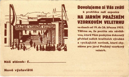 ** T2/T3 1933 Prazské Vzorkové Veletrhy / Visit The Prague Sample Fairs! Advertising Card (EK) - Zonder Classificatie
