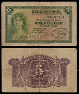 SPAIN BANKNOTE - 5 PESETAS 1935 P#85 F (NT#04) - 5 Peseten