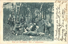 T2 1901 Gruss Vom Geselligkeits-Club "d' Wildschützen" / Austrian Hunting Club, Hunters With Rifle And Deer - Sin Clasificación