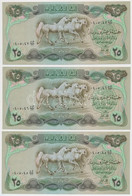 Irak 1980. 25D (3x) Sorszámkövető T:I Iraq 1980. 25 Dinars (3x) Sequential Serials C:UNC Krause 25.b - Zonder Classificatie