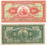 Peru 1962. 5S + 1965. 10S T:I,III Peru 1962. 5 Soles De Oro + 1965. 10 Soles De Oro C:Unc,F Krause#83,84 - Non Classificati