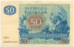 Svédország 1990. 50Kr T:III  Sweden 1990. 50 Kronor C:F - Zonder Classificatie