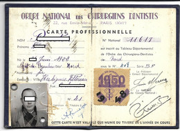 Ordre National Des Chirurgiens Dentistes (PARIS XVIè) - 1950 - Carte Professionnelle - Dép.NORD - Herbignies -Villereau - Medical & Dental Equipment