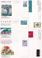CHINA - 1985/89 - SERIE de 5 CARTES ENTIERS POSTAUX COMMEMORATIVES (DOS BLANC) NEUVES - CHAMPIGNONS ...