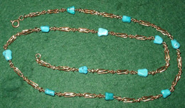 Traumhafte Alte Kette 585er Gold Mit Türkisen (DI8125) - Necklaces/Chains