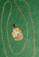 Reizvoller Alter Gold Anhänger Mit Perlen + Kette (DI2604) - Collane/Catenine