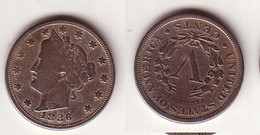 5 Cent Nickel Münze USA 1886 (108501) - Autres & Non Classés