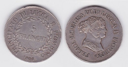 5 Franchi Silber Münze Italien Principato Di Lucca E Pionbino 1805 F.vz (142873) - Autres & Non Classés