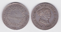 5 Franchi Silber Münze Italien Principato Di Lucca E Pionbino 1805 F.vz (142873) - Otros & Sin Clasificación