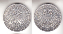 3 Mark Silbermünze Freie Und Hansestadt Lübeck 1909 Jäger 82  (111555) - 2, 3 & 5 Mark Plata